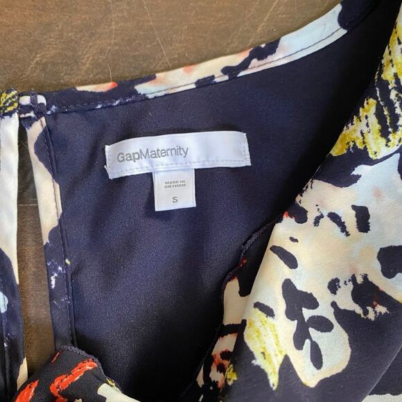 GAP Maternity Floral Cowl Neck Back Tie Dress Midi Length - S - Picture 4 of 10